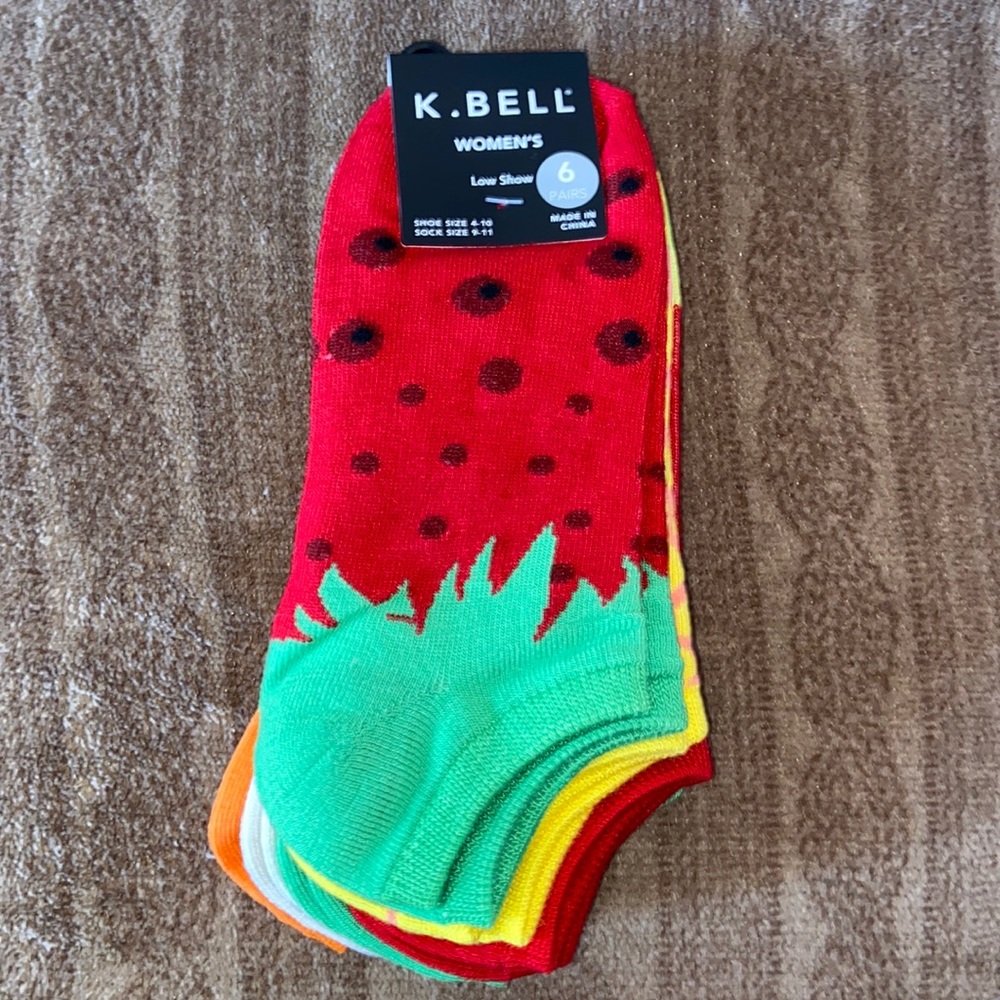 New 6 pair Low Show Socks K Bell with tag
